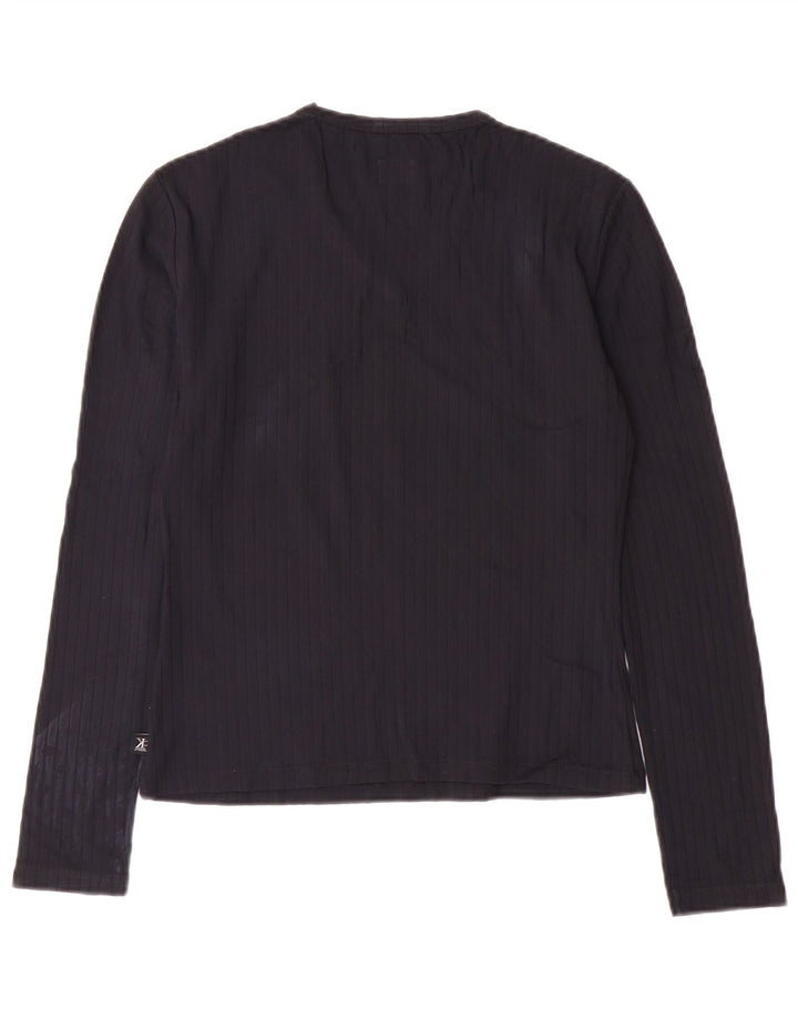 CALVIN KLEIN JEANS Dame Top Langærmet UK 12 Medium Navy Blue Polyamid