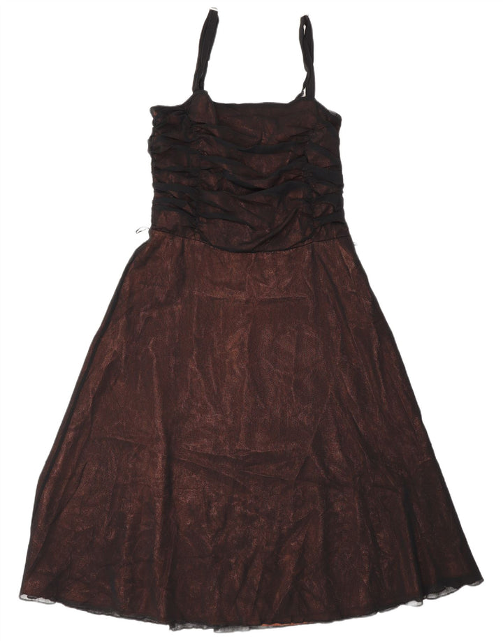 Marks & Spencer Womens Autograph Ærmeløs A-line kjole UK 14 Medium Brown