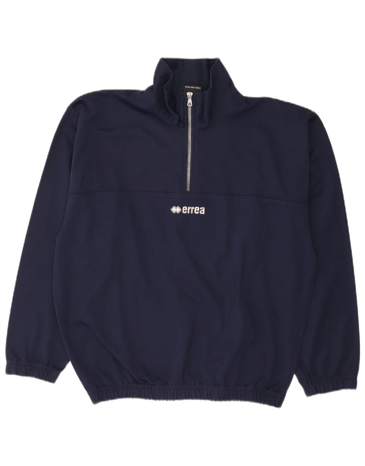 Errea Herre Zip Neck Sweatshirt Jumper Large Navy Blue Polyester