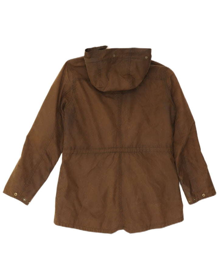 Barbour Dame Hooded Parka Jacket UK 10 Small Brown Bomuld