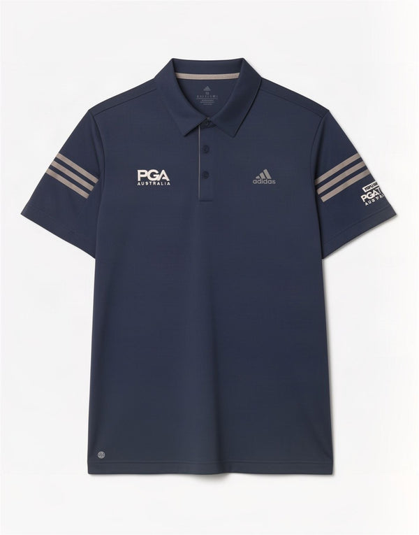 Adidas grafisk poloshirt til mænd Medium marineblå polyester