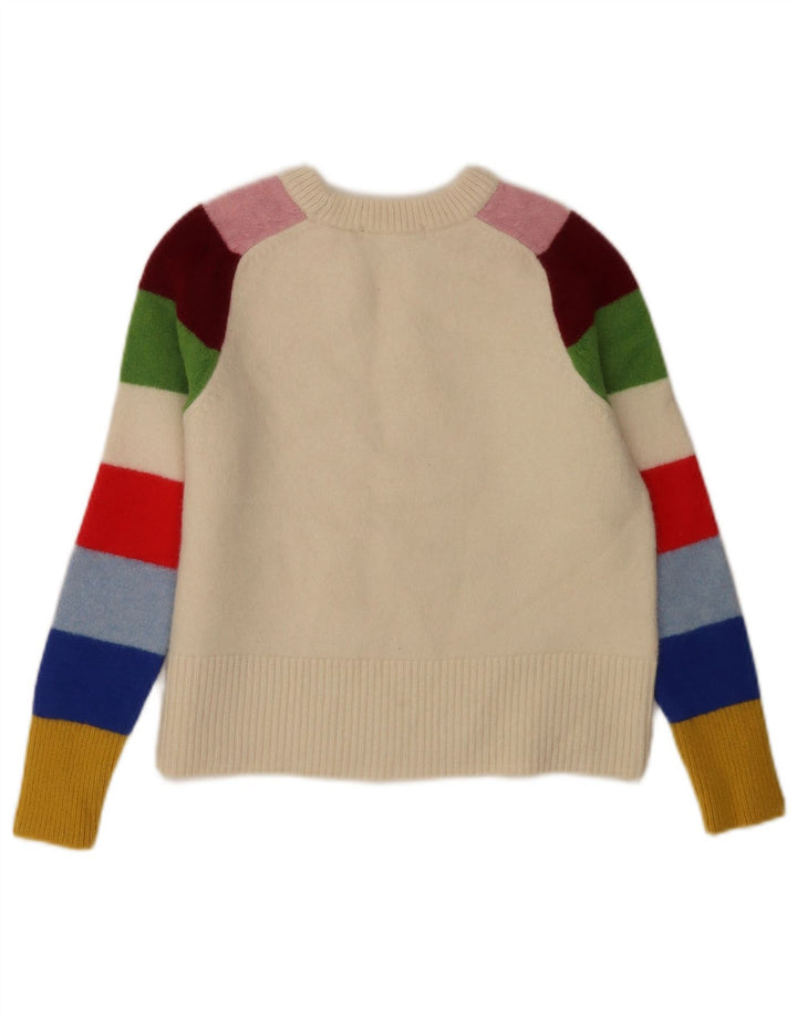 Boden Girls Crew Neck Jumper Sweater 8-9 År Medium White Colourblock
