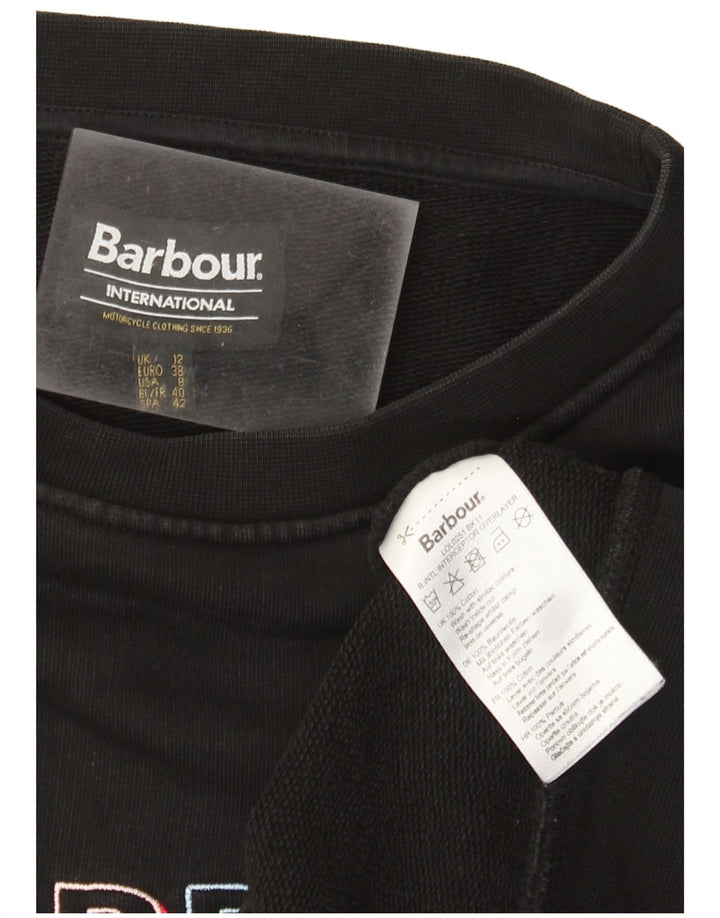 Barbour Dame Grafisk Sweatshirt Jumper UK 12 Medium Sort Bomuld