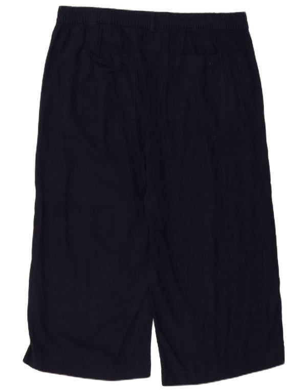 Marks & Spencer Dame Capri Bukser UK 20 2XL W40 L23 Navy Blue Linen