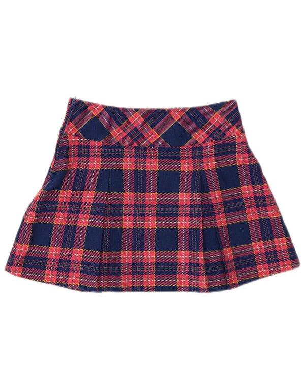 Benetton piger mini nederdel 11-12 år W26 marineblå ternet akryl