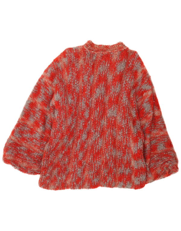 Vintage oversized cardigan sweater til kvinder DK 16 store røde flækkede