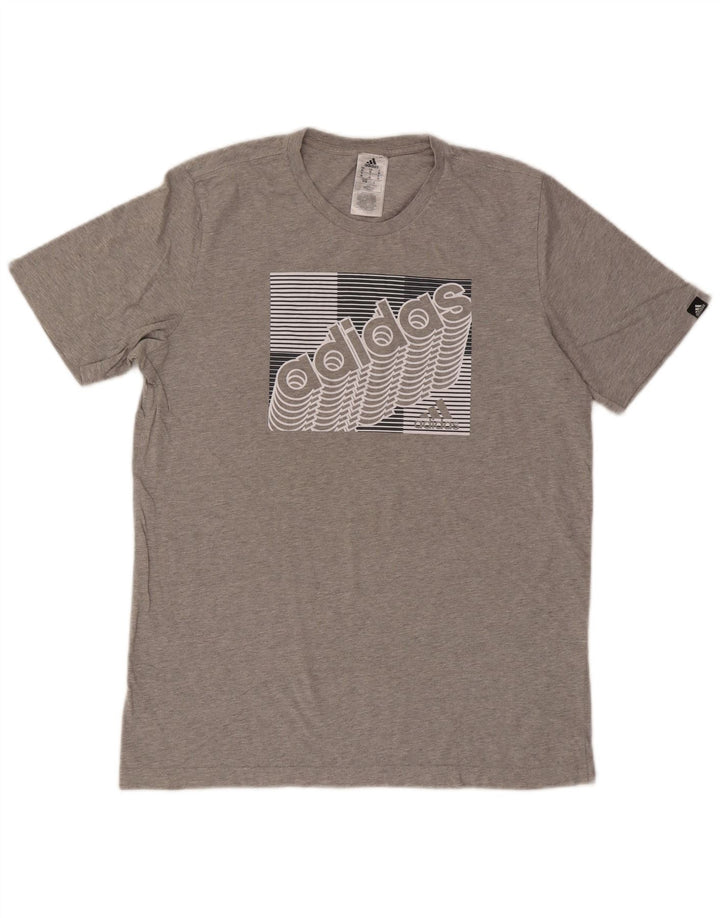Adidas Herre grafisk T-shirt Top Medium Grey Flecked Bomuld
