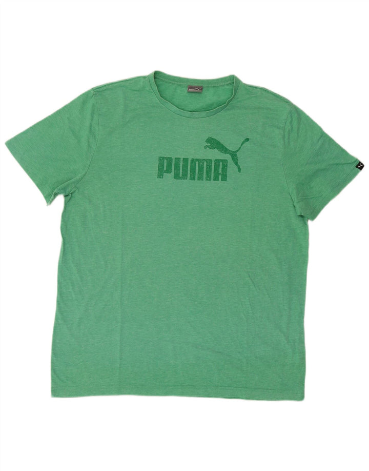 Puma Herre Grafisk T-Shirt Top XL Grøn Polyester