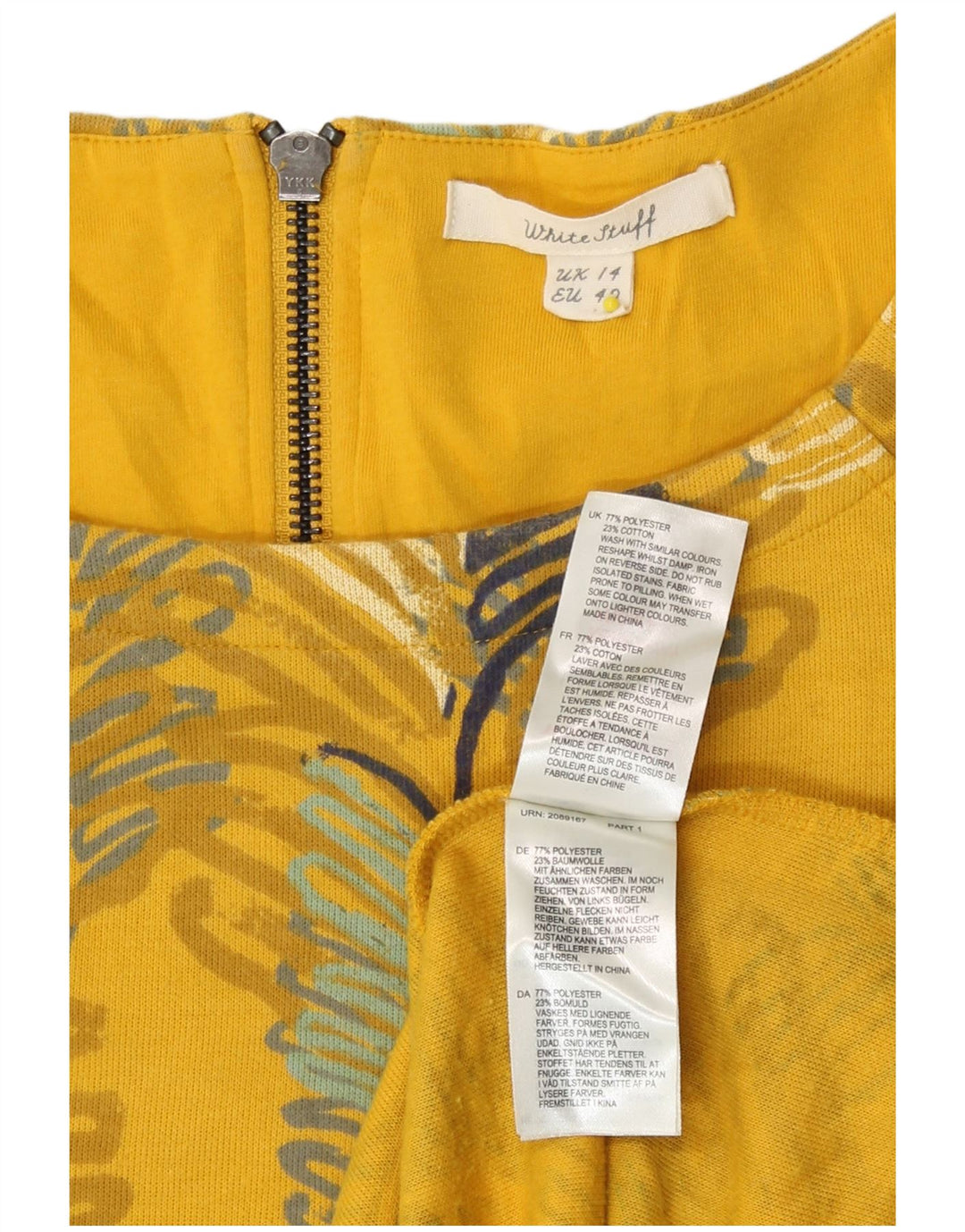 White Stuff Womens 3/4 ærmet Shift Dress UK 14 Medium Yellow Floral