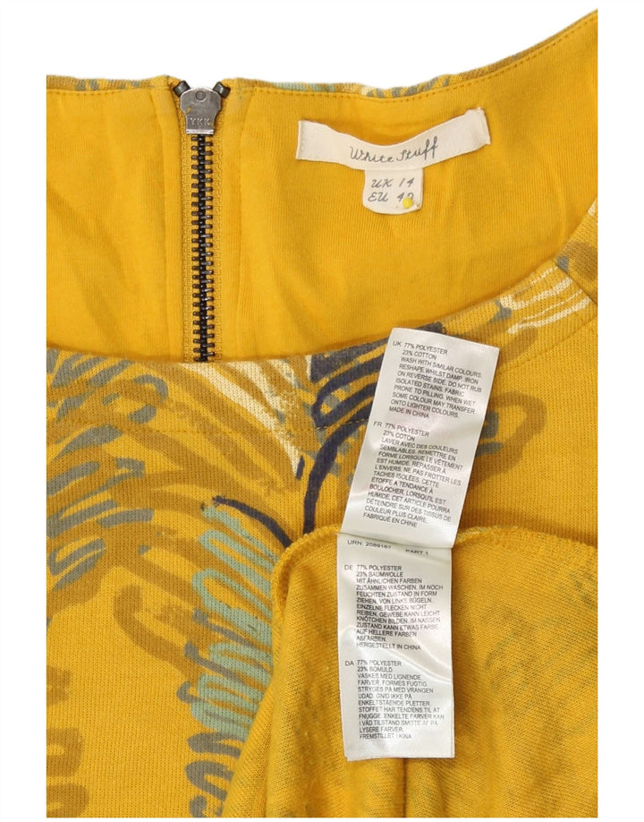 White Stuff Womens 3/4 ærmet Shift Dress UK 14 Medium Yellow Floral