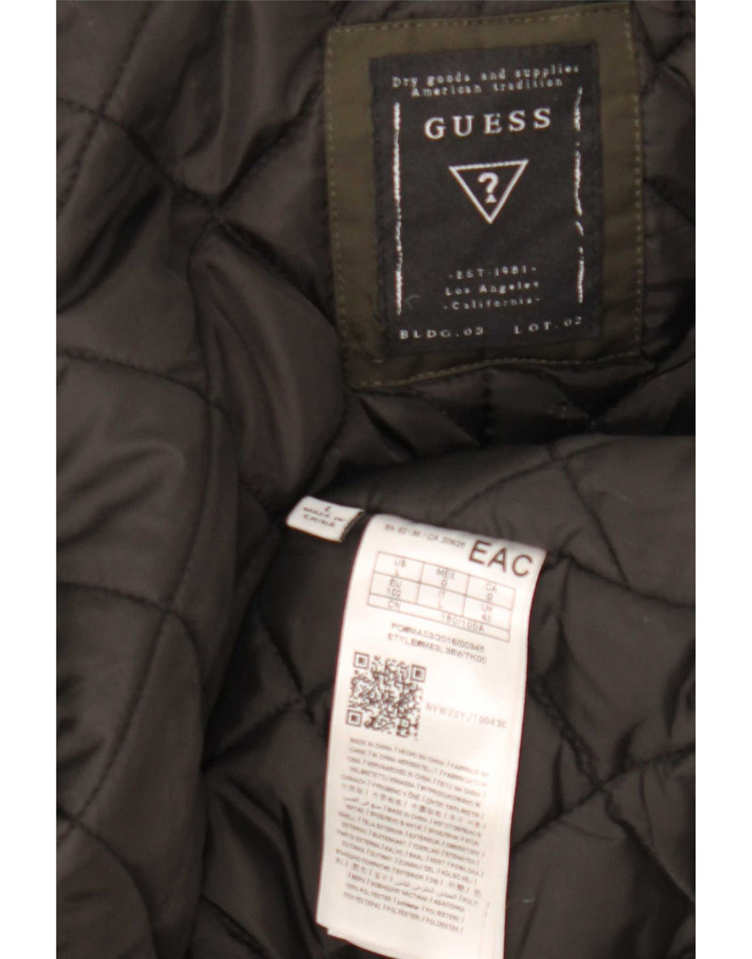 Guess Herre Military Hooded Parka Jacket UK 40 Large Khaki Polyester