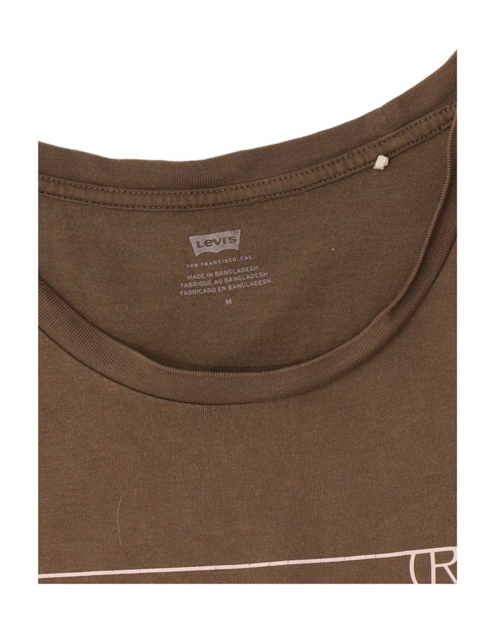 Levi's Dame Grafisk T-Shirt Top UK 14 Medium Khaki
