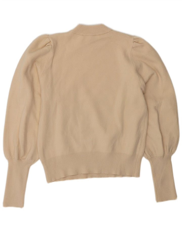 Zara Kvinders Crew Neck Trøje UK 12 Medium Beige