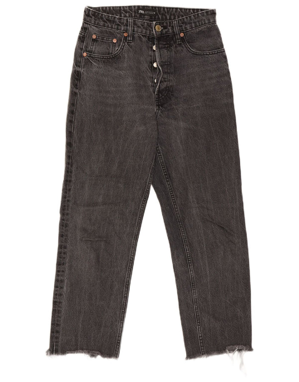 Zara Womens High Waist Cropped Jeans EU 38 Small W28 L24 Grå