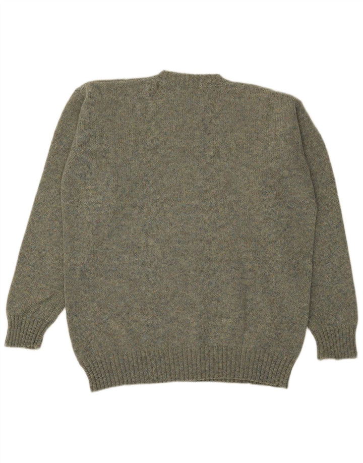 Rifle Herre Crew Neck Jumper Sweater Stor Grøn Flecked Ny Uld