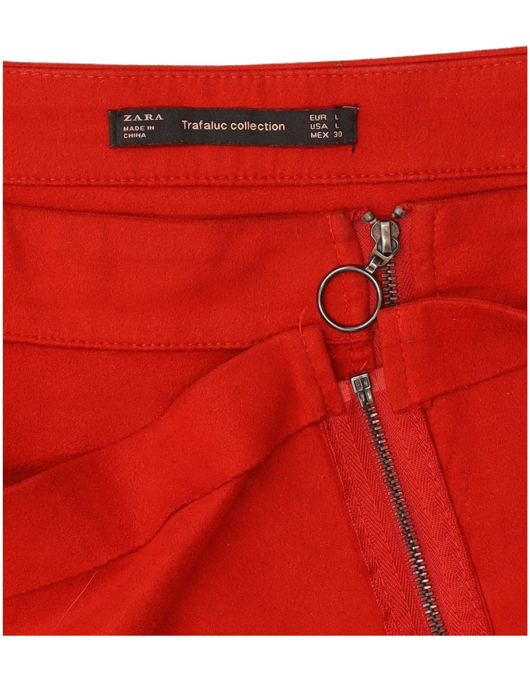 Zara Dame Trafaluc Mini Nederdel Large W32 Rød Polyester