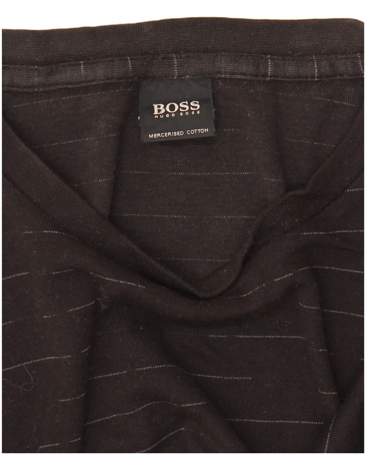 HUGO BOSS Herre Top Langærmet Stor Sort Nålestribet Bomuld