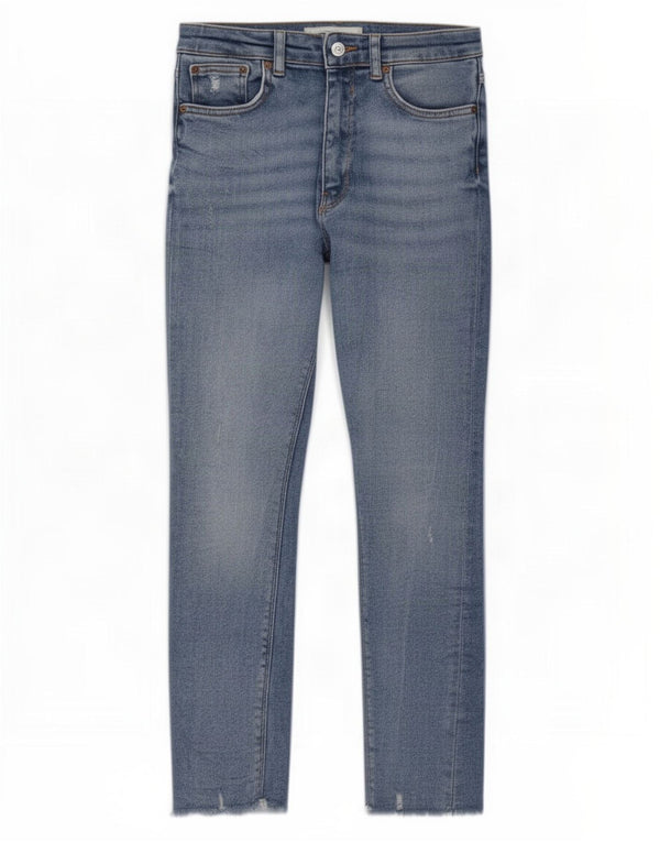 Zara Womens Crop Højtaljede skinny jeans EU 38 Small W24 L25 blå bomuld