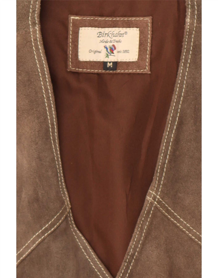 Vintage herre ruskindsvest mellem brunt læder