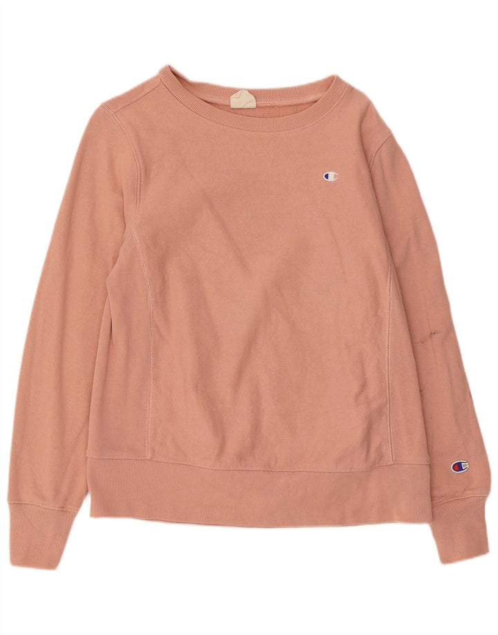 Champion Dame Sweatshirt Jumper UK 14 Large Pink Bomuld