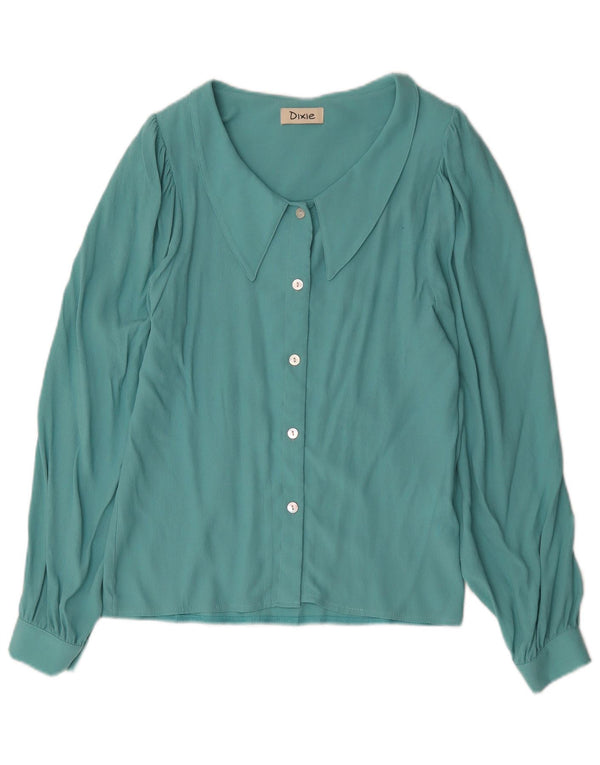 Vintage dameskjorte bluse UK 10 Lille blå viskose
