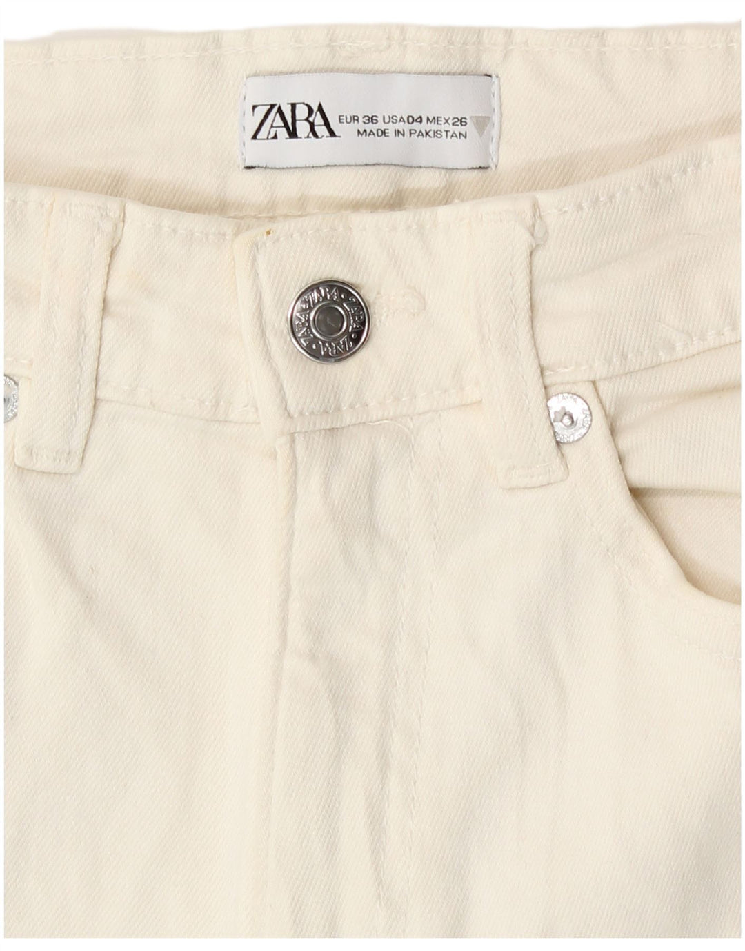Zara Dame Straight Jeans EU 36 XS W26 L25 Hvid Bomuld