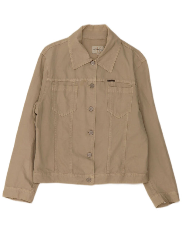 Calvin Klein Dame Denim Jacket UK 14 Medium Beige