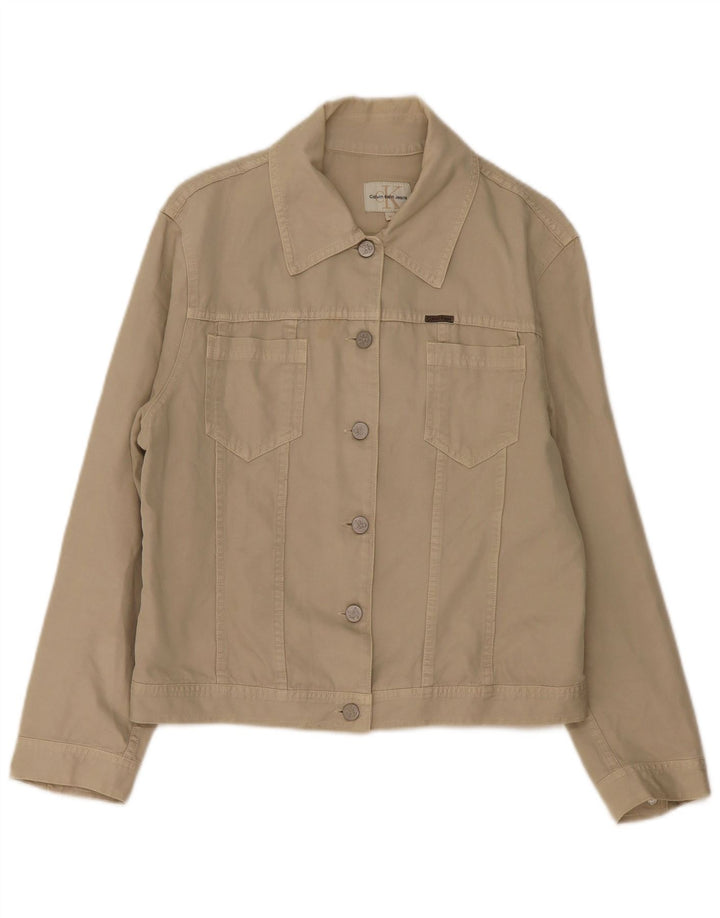 Calvin Klein Dame Denim Jacket UK 14 Medium Beige