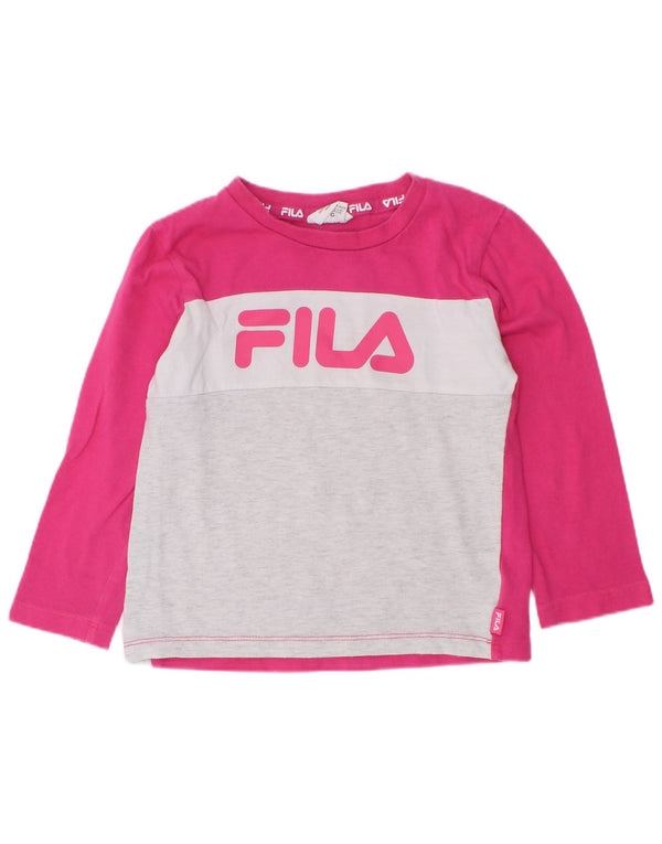 Fila piger grafisk top langærmet 3-4 år Pink Colourblock Bomuld