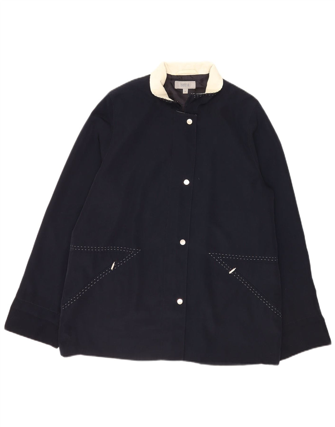 Marks & Spencer Womens Bomber Jacket UK 16 Large Navy Blue Polyester