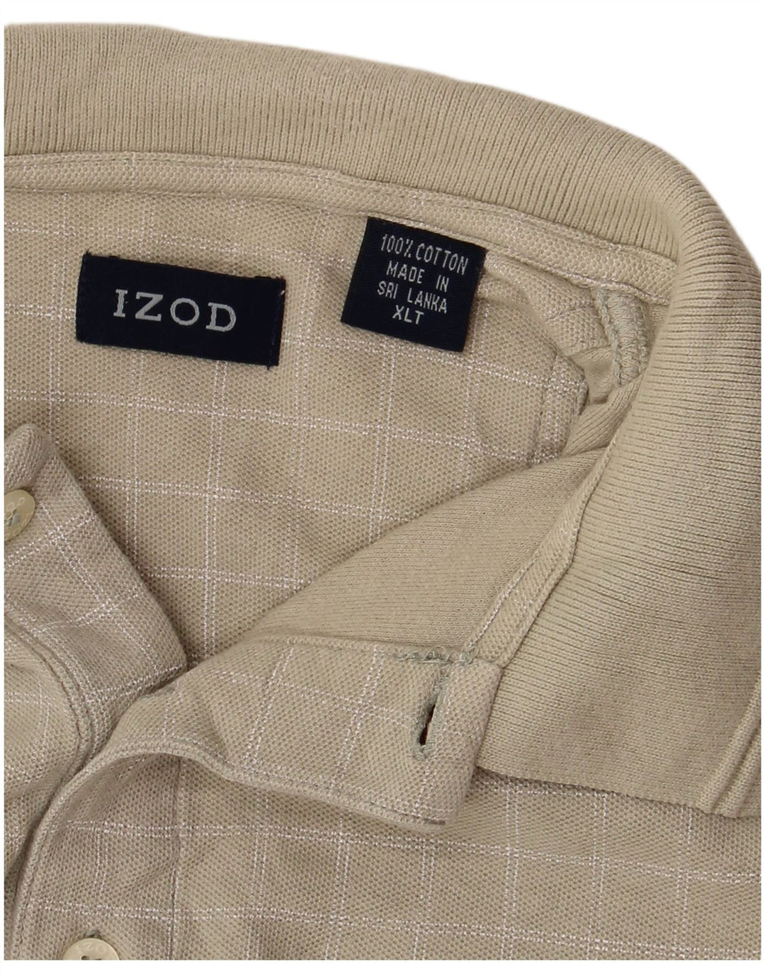 Izod Herre høj poloshirt XL Grøn geometrisk bomuld