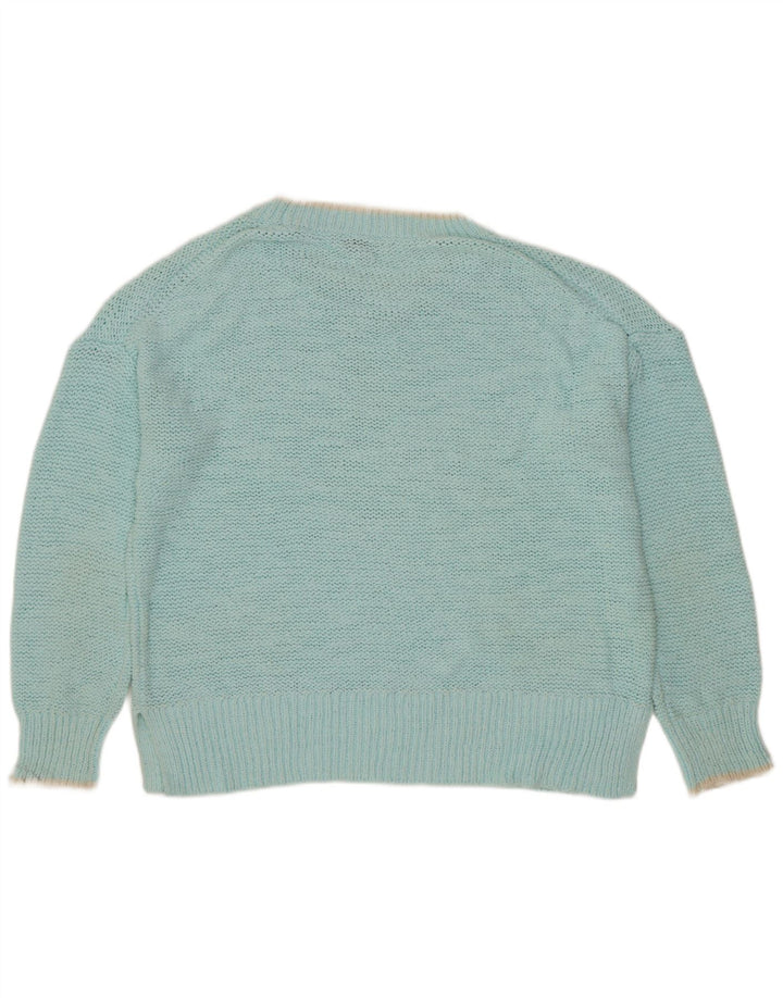 J. CREW Dame Oversized Boat Neck Jumper Sweater UK 14 Medium Turkis