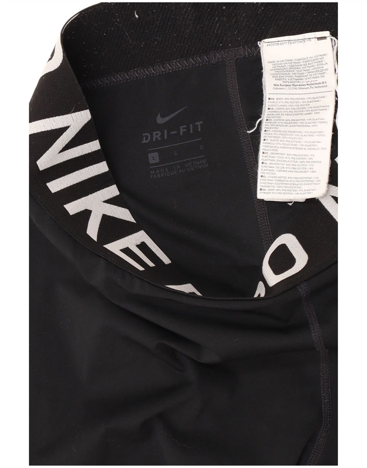 Nike Dame Dri Fit Grafiske Leggings UK 16 Large Black Polyester