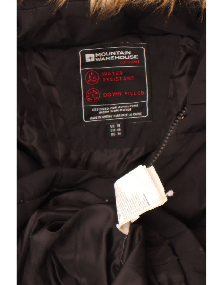 Mountain Warehouse Dame Hætte Polstret Frakke UK 18 XL Sort Polyester