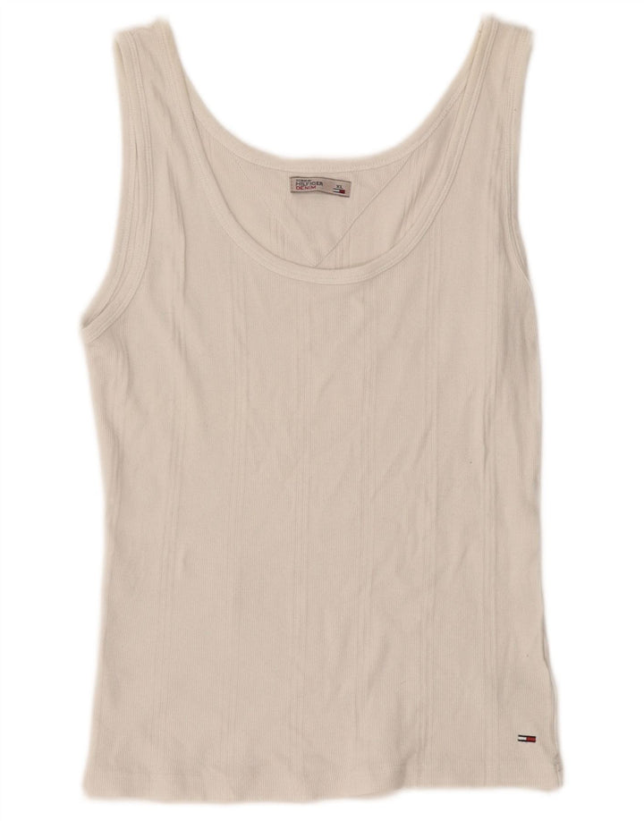 TOMMY HILFIGER Damevest Top UK 18 XL Hvid Bomuld