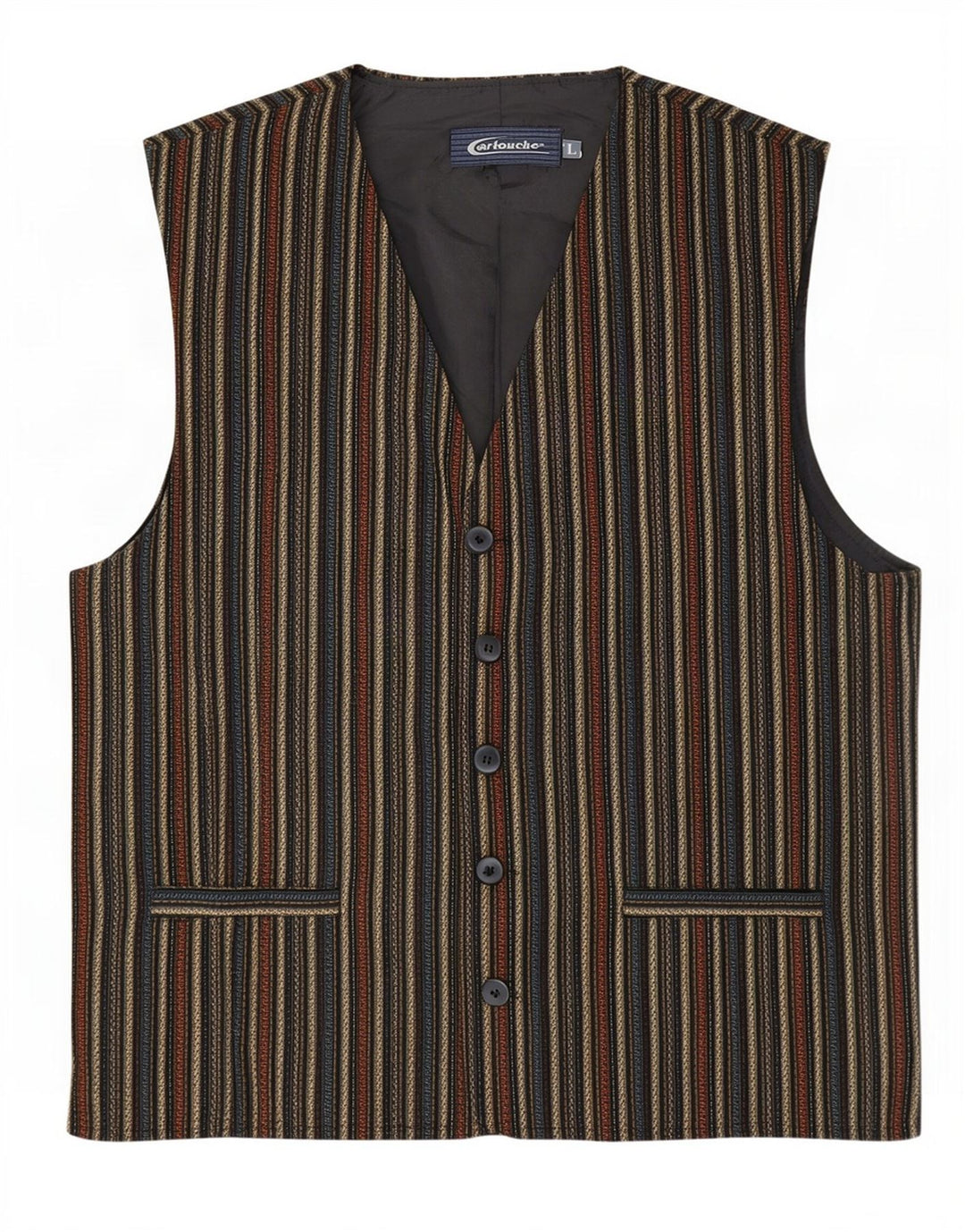 Cartouche vest for mænd Stor beige stribet polyester
