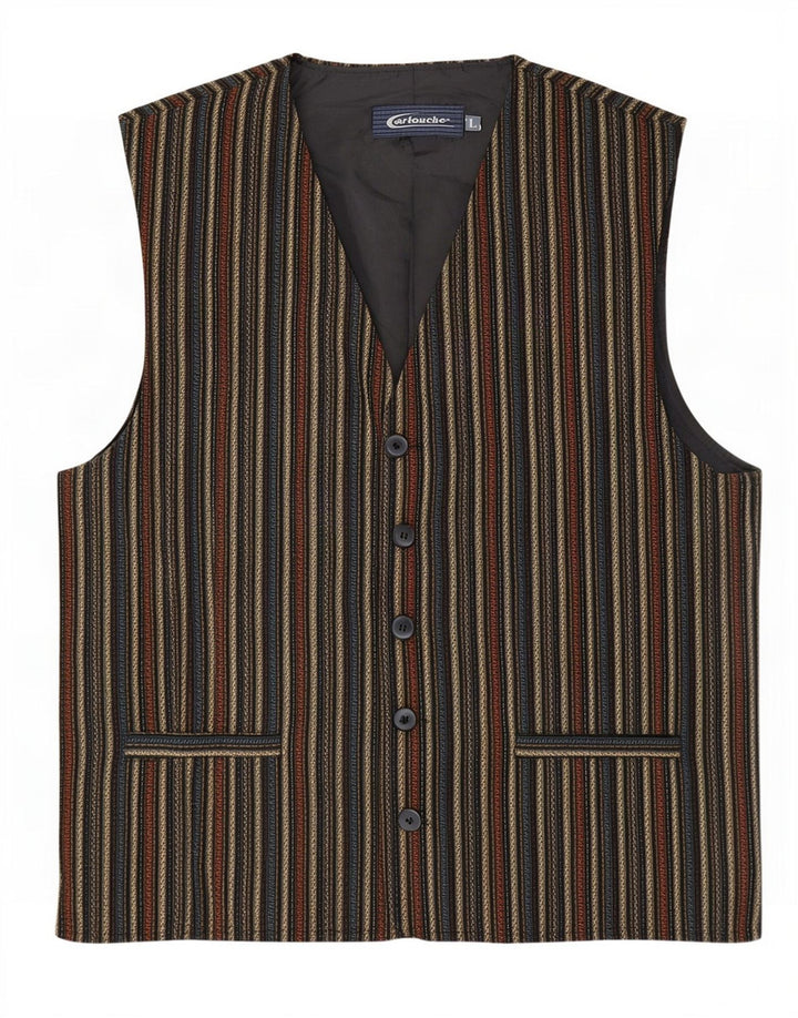 Cartouche vest for mænd Stor beige stribet polyester