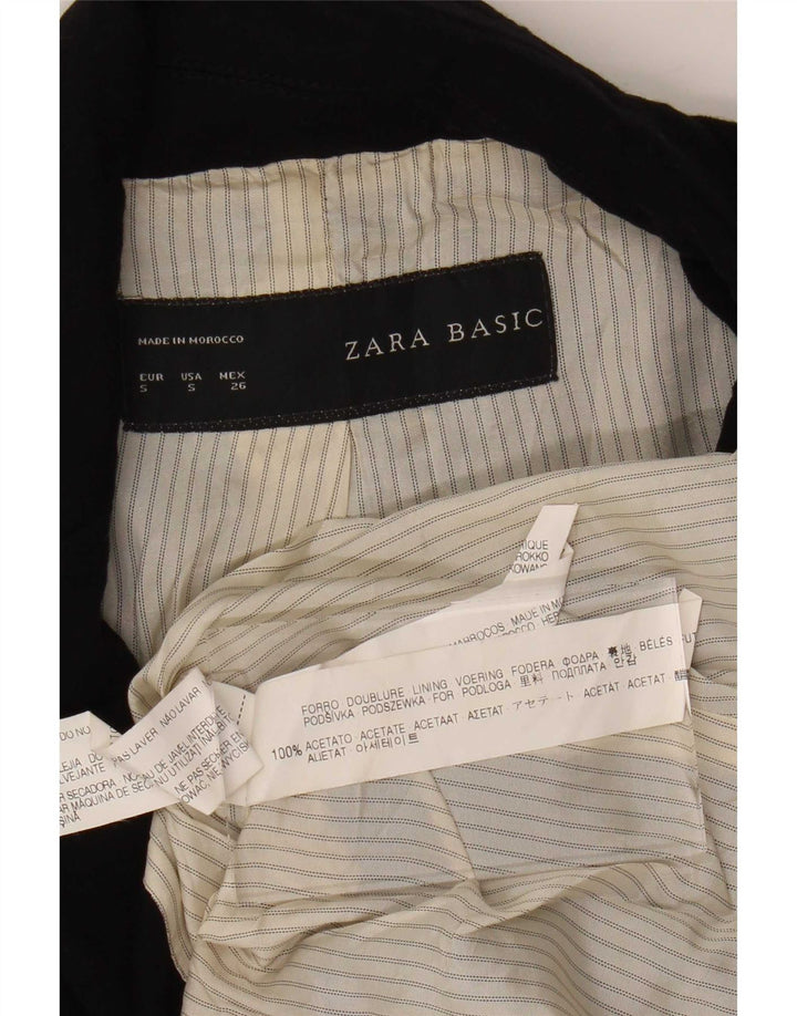 Zara Dame 1 Knap Blazer Jacket UK 8 Small Black Acetate