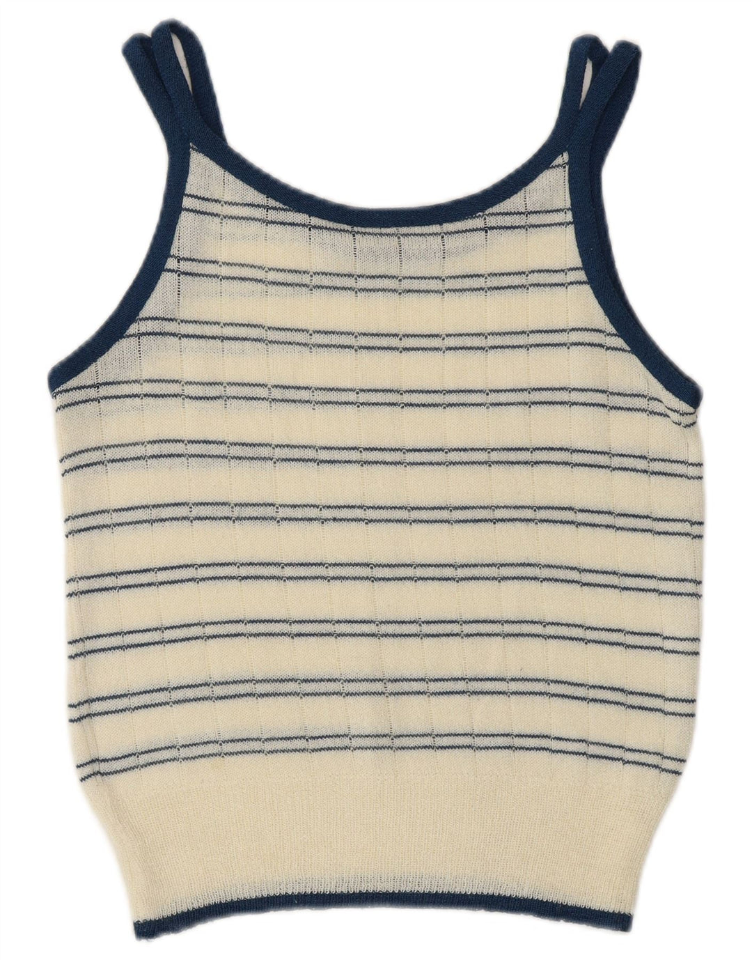 Vintage Dame Crop Knit Cami Top UK 10 Small Off White Stribet