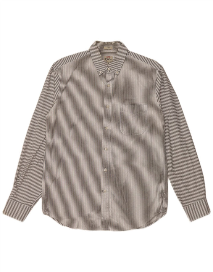 J. CREW Oxford Slim Fit-skjorte til mænd, mellemgrå nålestribet bomuld