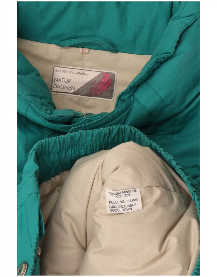 Vintage polstret herrejakke UK 40 Stor turkis bomuld