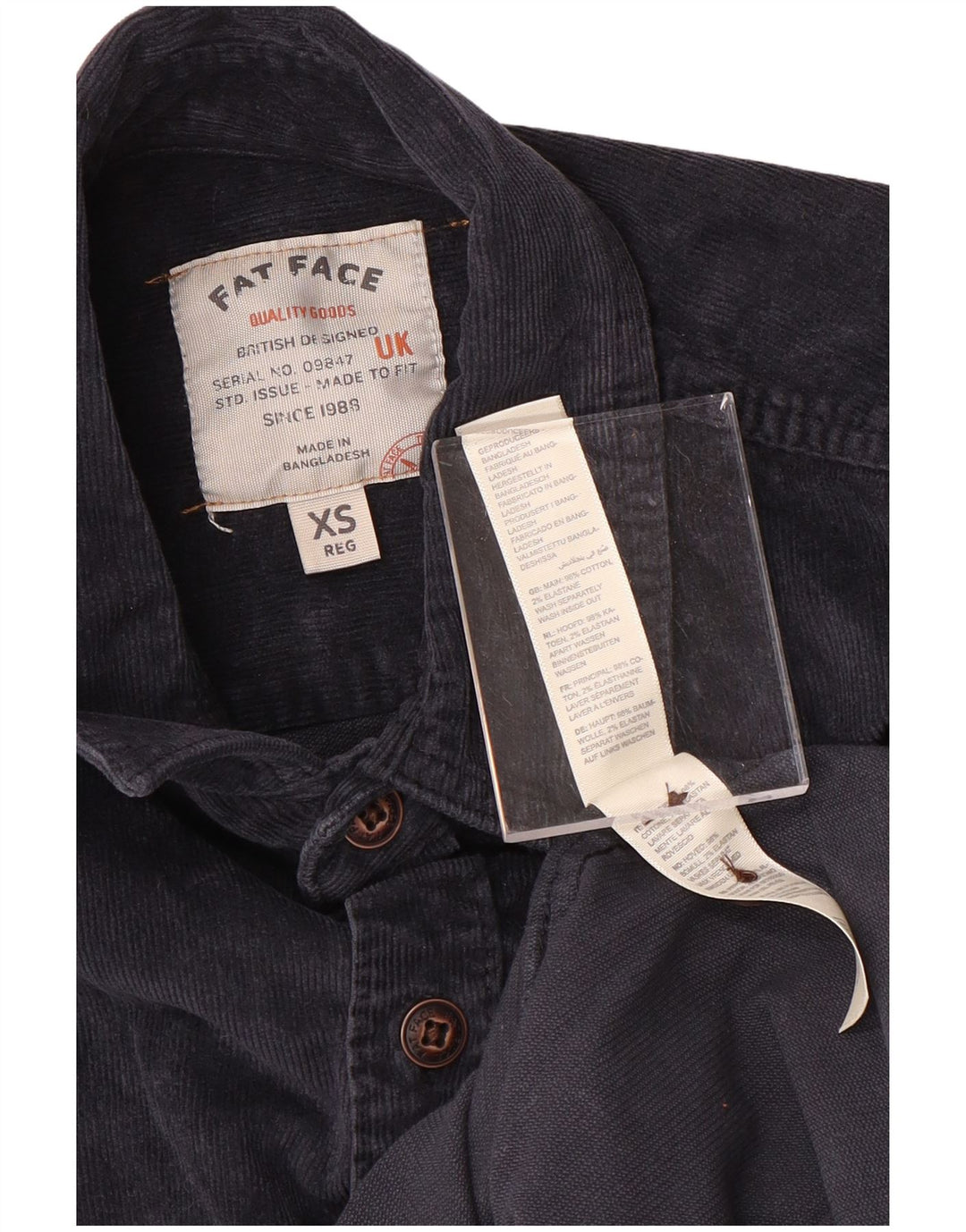FAT FACE Herre fløjlsskjorte XS Marineblå bomuld