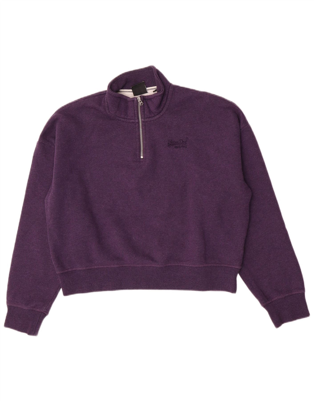 Superdry Womens Oversized Crop Sweatshirt Jumper UK 14 Large Purple