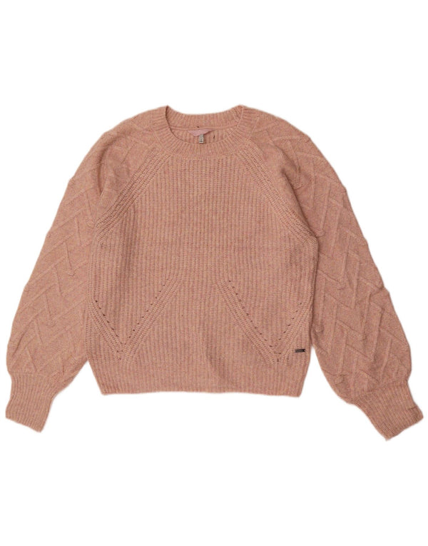 Joules Dame Oversized Boat Neck Jumper Sweater UK 10 Small Pink Flecked