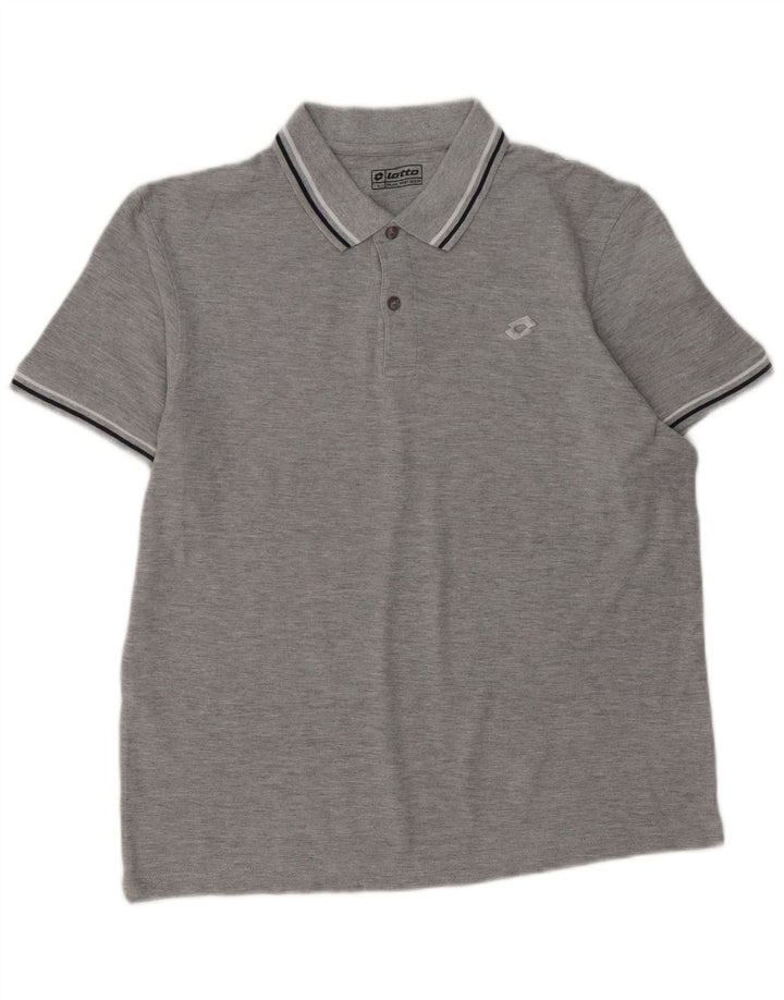 LOTTO Mens Polo Shirt Large Grey Cotton