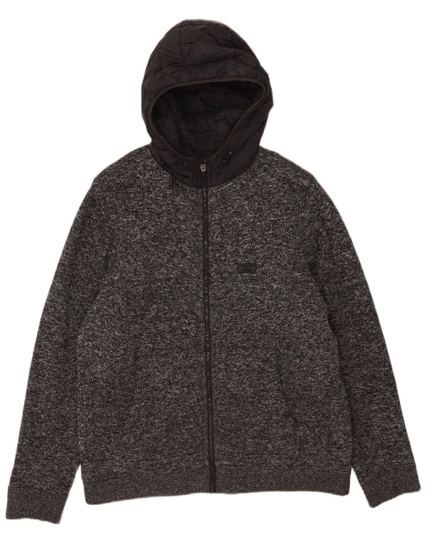 Abercrombie & Fitch Hættetrøje med lynlås til mænd XL Grå Flecked Polyester