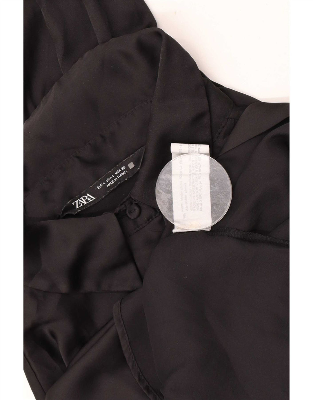 Zara Dame Oversized Shirt UK 16 Large Black Polyester