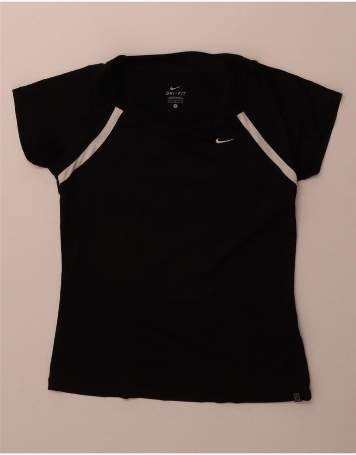 NIKE Womens Dri Fit T-Shirt Top UK 16 Large Black Polyester
