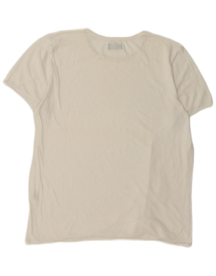 Zara Herre T-shirt Top Large Off White Bomuld