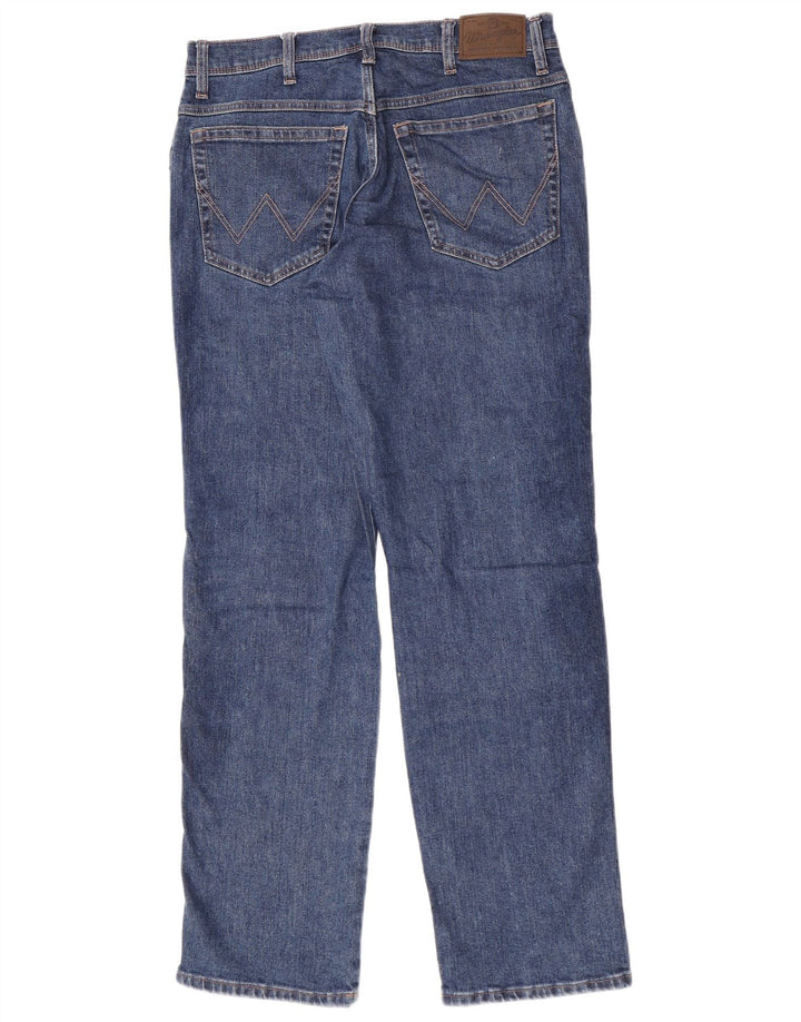 Wrangler Herre Regular Fit Straight Jeans W33 L34 Blå Bomuld